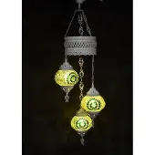 Halay Oosterse lamp 3 glazen groen bollen mozaiek kroonluchter