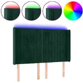 vidaXL Hoofdbord LED 147x16x118/128 cm fluweel donkergroen