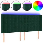 vidaXL Hoofdbord LED 183x16x118/128 cm fluweel donkergroen
