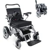 Mobiclinic , elektrische rolstoel, model Troya Plus Ultra, aluminium, elektrisch, voor senioren, lichtgewicht, zitbreedte 45 cm, actieradius 51 km, 3x24V, zwart
