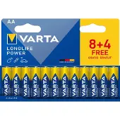 Varta 4906121772 Alkaline batterij "LONGLIFE POWER", Mignon AA, 8+4 stuks