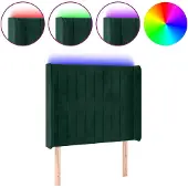 vidaXL Hoofdbord LED 103x16x118/128 cm fluweel donkergroen
