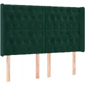 vidaXL Hoofdbord met randen 147x16x118/128 cm fluweel donkergroen