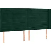 vidaXL Hoofdbord met randen 163x16x118/128 cm fluweel donkergroen
