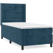 vidaXL Boxspring met matras fluweel donkerblauw 80x200 cm