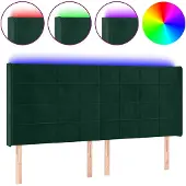 vidaXL Hoofdbord LED 163x16x118/128 cm fluweel donkergroen