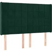 vidaXL Hoofdbord met randen 147x16x118/128 cm fluweel donkergroen