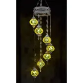 Halay Hanglamp multicolour glas groen mozaïek Oosterse lamp kroonluchter Crèmewit 7 bollen