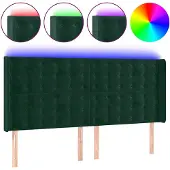 vidaXL Hoofdbord LED 203x16x118/128 cm fluweel donkergroen