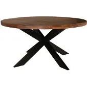 Lizzely Garden & Living Eettafel rond mangohout 150cm Jones bruin ronde industriële tafel duurzaam mango eetkamertafel