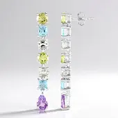 Cavill - 925 Sterling Zilver Geplateerde Oorbellen - Lavendel Amethist 2 382 ct - Braziliaanse Edelstenen 5 947 ct - Elegant 44 mm