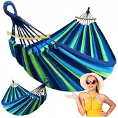 REA - hangmat met spreidstok 1-persoons 80cm - 480144B blauw 250x90