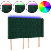 vidaXL Hoofdbord LED 163x16x118/128 cm fluweel donkergroen