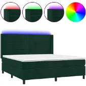 vidaXL Boxspringbed met matras en LED-verlichting, donkergroen, 160x200 cm, fluweel