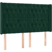 vidaXL Hoofdbord met randen 163x16x118/128 cm fluweel donkergroen