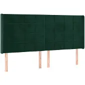 vidaXL Hoofdbord met randen 183x16x118/128 cm fluweel donkergroen