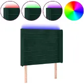 vidaXL Hoofdbord LED 83x16x118/128 cm fluweel donkergroen