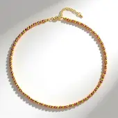 Cavill - Zilveren Halsketting - 925 Sterling Zilver Verguld - Gouden en Rozen Hematiet - 88,45 ct - Ronde Kralen 4 mm - Verstelbaar 45-50 cm