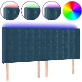 vidaXL Hoofdbord LED 203x16x118/128 cm fluweel donkerblauw