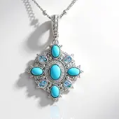 Cavill - Zilveren halsketting - 925 Sterling Zilver gerhodineerd - Sleeping Beauty Turkoois 0,72 ct - Blauwe topaas 0,63 ct - Elegant dames sieraad