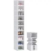 HOMCOM Schoenenkast-Kunststof, ABS-35L x 26B x 174H cm-Wit