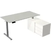 Kerkmann Elektrisch Zit-Sta Bureau met Sideboard Move New Base 160x80 Licht grijs