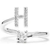 Luxenter Ring met glanzende zirkonia, zilveren afwerking - Alphabet