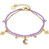 Luxenter Armband van paars kristal met 18-karaats geelgouden afwerking - Ayora