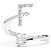 Luxenter Ring met glanzende zirkonia, zilveren afwerking - Alphabet