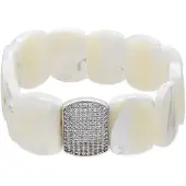 Luxenter Armband met zilveren afwerking en wit parelmoer - Nawar