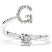 Luxenter Ring met glanzende zirkonia, zilveren afwerking - Alphabet