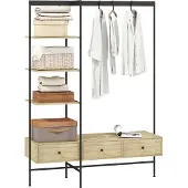 HOMCOM Kapstok-Metaal, Spaanplaat-135 x 48 x 180 cm-Eiken