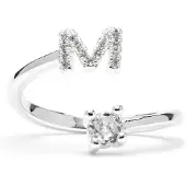 Luxenter Ring met glanzende zirkonia, zilveren afwerking - Alphabet