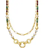 Luxenter Ketting met witte parel, 18-karaats goudkleurig - Kany