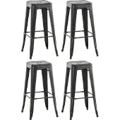 CLP Josh metalen barkruk (set van 4 stuks) - Zwart en goud, antiekstijl