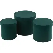 J-Line Set of 3 box round velvet paper green