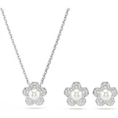 Swarovski Sieraden set zilver / transparant / parelwit