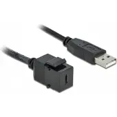 DeLOCK 86378, Plat, Zwart, USB-C, USB-A, Vrouwtjesconnector, Mannelijke connector