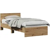 vidaXL Bedframe met Hoofdbord Artisanaal eiken Bewerkt hout