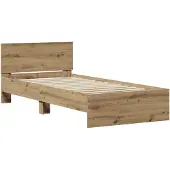 vidaXL Bedframe met Hoofdbord Artisanaal eiken 80 x 200 cm