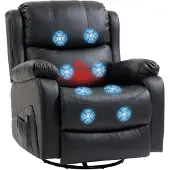HOMCOM Massage Relaxstoel-Kunstleer-97L x 85B x 100H cm-Zwart