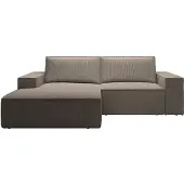 Vente-unique Kleine slaapbank met linkse hoek in taupe ribfluweel AMELIA