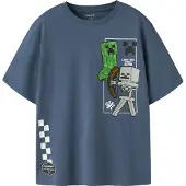Name it Shirt 'NKMJUN MINECRAFT' enziaan / lichtgrijs / limoen / wit