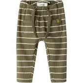 Lil´ Atelier Leggings 'NBMKail' olijfgroen / wit