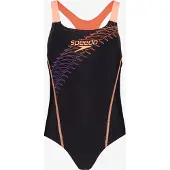 Speedo Eco Medley Logo Medalist meisjes badpak zwart oranje maat 176