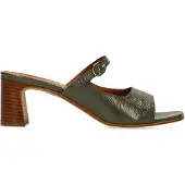 Manfield Groene leren sandalen met hak | Maat 41