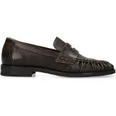 Manfield Bruine leren loafers | Maat 38