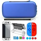 INF Geschik voor Nintendo Switch OLED-compatibel hoesje met accessoires 9 onderdelen Black