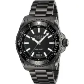 Gucci Dive herenhorloge YA136205 - Zwarte wijzerplaat & roestvrij staal ontwerp
