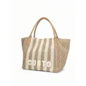 Custo Barcelona Handtas voor dames, model Seraphina, van echt leer met een gaasstructuur, in off-white kleur